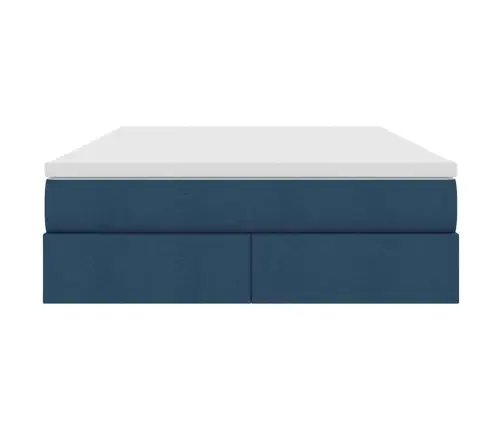 Voodi Hoiukohaga Ja Madratsiga Sinine 140 X 190 Cm Polüester