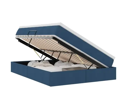 Voodi Hoiukohaga Ja Madratsiga Sinine 140 X 190 Cm Polüester