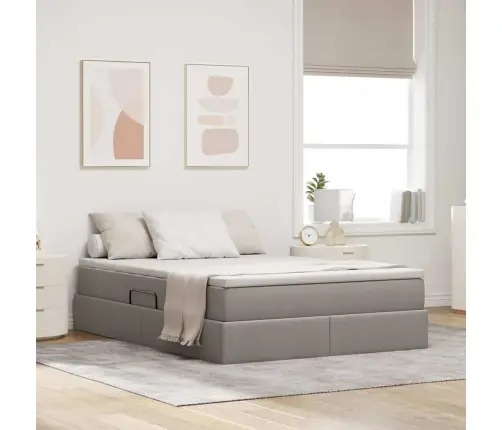 Lova Su Daiktų Laikymo Vieta Ir Čiužiniu Taupe 140 X 200 Cm