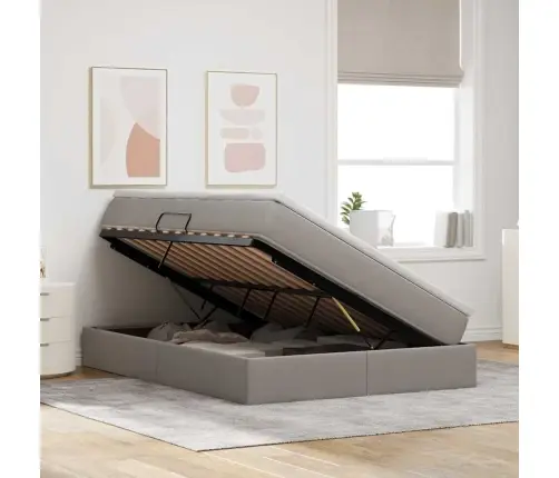 Lova Su Daiktų Laikymo Vieta Ir Čiužiniu Taupe 140 X 200 Cm