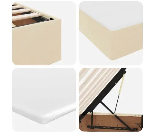 Gulta Ar Uzglabāšanas Vietu Un Matraci Krēmkrāsa 140 X 200 Cm Vidaxl