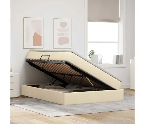 Gulta Ar Uzglabāšanas Vietu Un Matraci Krēmkrāsa 140 X 200 Cm Vidaxl