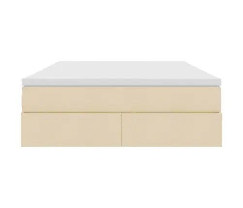 Gulta Ar Uzglabāšanas Vietu Un Matraci Krēmkrāsa 140 X 200 Cm Vidaxl