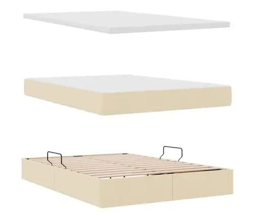 Gulta Ar Uzglabāšanas Vietu Un Matraci Krēmkrāsa 140 X 200 Cm Vidaxl