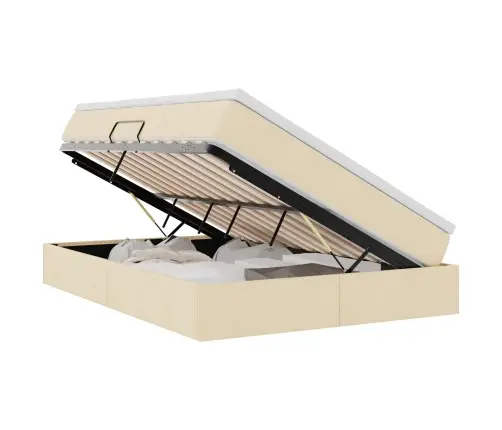 Gulta Ar Uzglabāšanas Vietu Un Matraci Krēmkrāsa 140 X 200 Cm Vidaxl