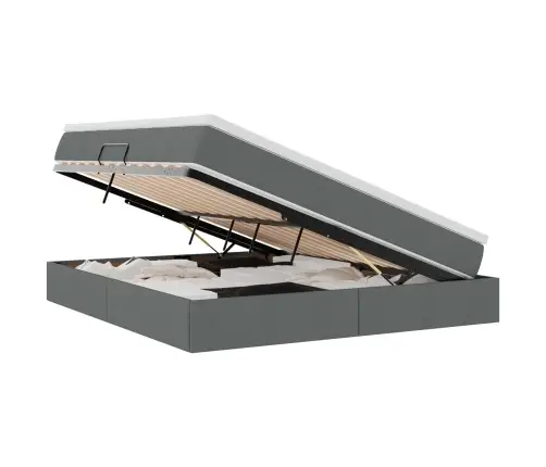 Voodi Hoiukohaga Ja Madratsiga Tumehall 160 X 200 Cm Polüester