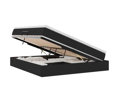 Gulta Ar Uzglabāšanas Vietu Un Matraci Melna 160 X 200 Cm Vidaxl
