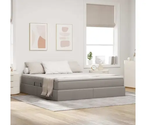 Gulta Ar Uzglabāšanas Vietu Un Matraci Pelēkbrūna 160 X 200 Cm Vidaxl