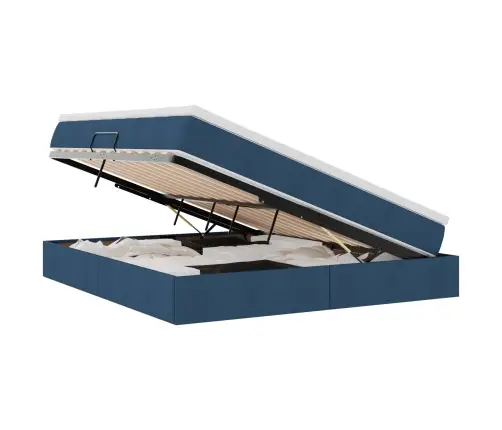 Gulta Ar Uzglabāšanas Vietu Un Matraci Zila 160 X 200 Cm Vidaxl