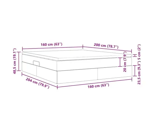 Gulta Ar Uzglabāšanas Vietu Un Matraci Zila 160 X 200 Cm Vidaxl