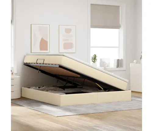 Gulta Ar Uzglabāšanas Vietu Un Matraci Krēmkrāsa 180 X 200 Cm Vidaxl