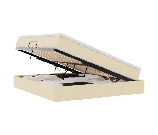 Gulta Ar Uzglabāšanas Vietu Un Matraci Krēmkrāsa 180 X 200 Cm Vidaxl