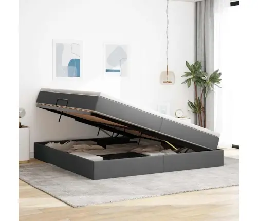 Gulta Ar Uzglabāšanas Vietu Un Matraci Ar Matraci Tumši Pelēks Vidaxl