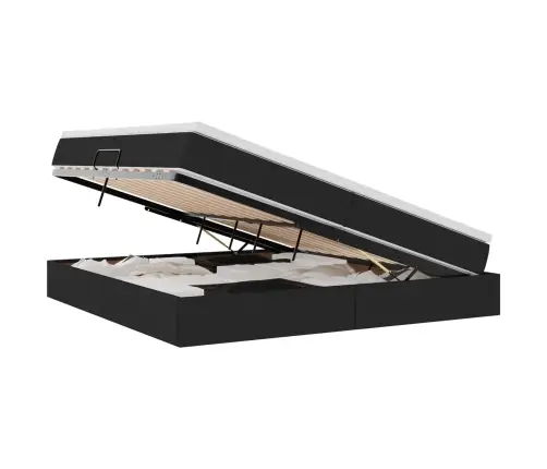 Voodi Hoiukohaga Ja Madratsiga Must 200 X 200 Cm Polüester