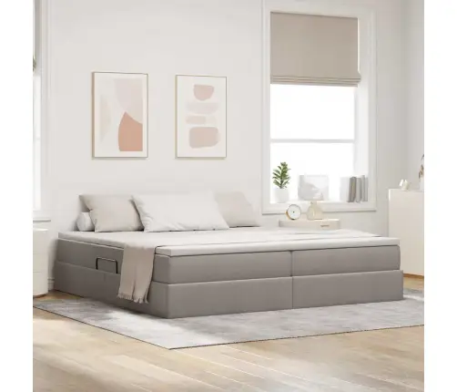 Gulta Ar Uzglabāšanas Vietu Un Matraci Pelēkbrūna 200 X 200 Cm Vidaxl