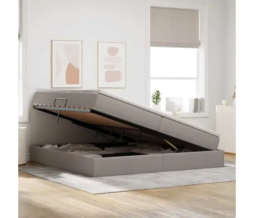 Gulta Ar Uzglabāšanas Vietu Un Matraci Pelēkbrūna 200 X 200 Cm Vidaxl
