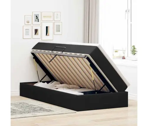 Gulta Ar Uzglabāšanas Vietu Un Matraci Melna 90 X 190 Cm Samts Vidaxl