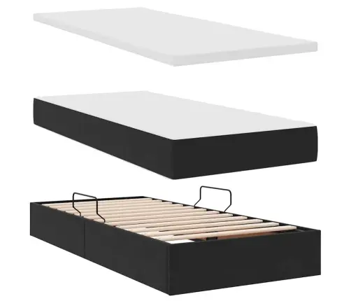 Gulta Ar Uzglabāšanas Vietu Un Matraci Melna 90 X 190 Cm Samts Vidaxl