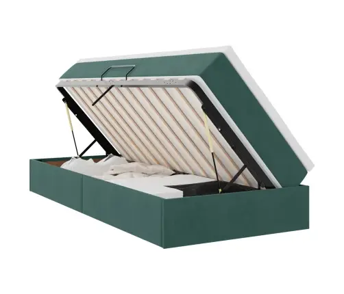 Gulta Ar Uzglabāšanas Vietu Un Matraci Tumši Zaļš 90 X 190 Cm Vidaxl