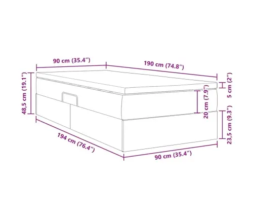 Gulta Ar Uzglabāšanas Vietu Un Matraci Tumši Zaļš 90 X 190 Cm Vidaxl
