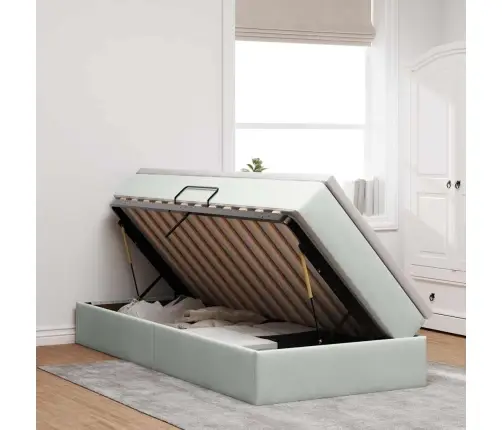 Gulta Ar Uzglabāšanas Vietu Un Matraci Ar Matraci Gaiši Pelēks Vidaxl