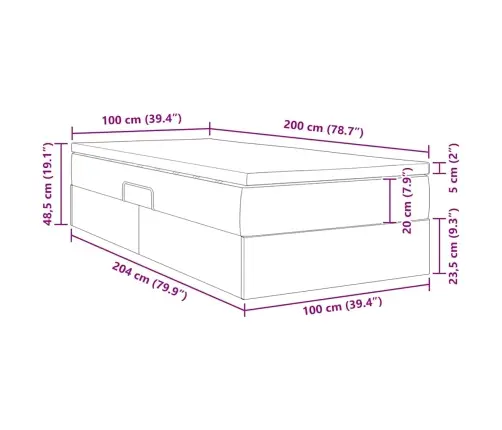 Voodi Hoiukohaga Ja Madratsiga Tumehall 100 X 200 Cm Samet