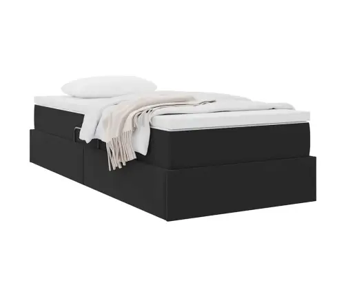 Voodi Hoiukohaga Ja Madratsiga Must 100 X 200 Cm Samet