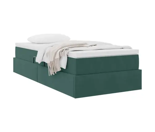 Gulta Ar Uzglabāšanas Vietu Un Matraci Tumši Zaļš 100 X 200 Cm Vidaxl