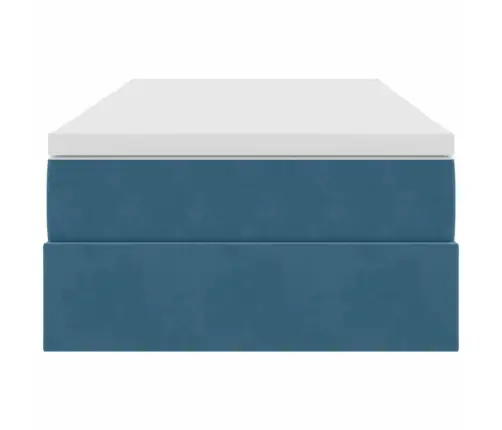 Voodi Hoiukohaga Ja Madratsiga Tumesinine 100 X 200 Cm Samet