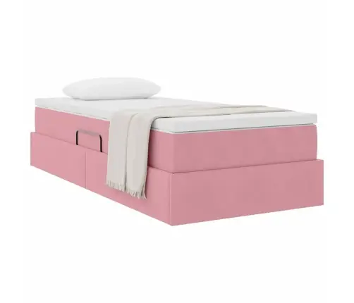 Gulta Ar Uzglabāšanas Vietu Un Matraci Rozā 100 X 200 Cm Samts Vidaxl