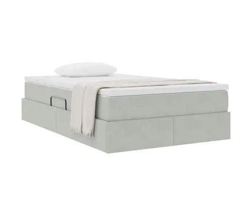 Gulta Ar Uzglabāšanas Vietu Un Matraci Ar Matraci Gaiši Pelēks Vidaxl