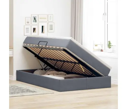 Gulta Ar Uzglabāšanas Vietu Un Matraci Ar Matraci Tumši Pelēks Vidaxl