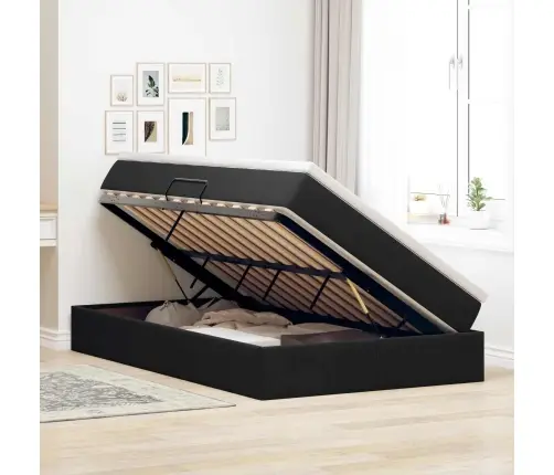 Gulta Ar Uzglabāšanas Vietu Un Matraci Melna 120 X 190 Cm Samts Vidaxl