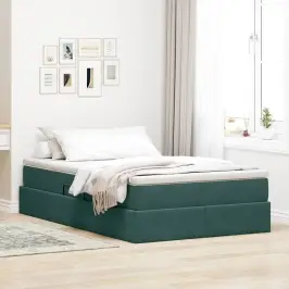 Gulta Ar Uzglabāšanas Vietu Un Matraci Tumši Zaļš 120 X 200 Cm Vidaxl Gulta Ar Uzglabāšanas Vietu Un Matraci Tumši Zaļš 120 X 200 Cm Vidaxl