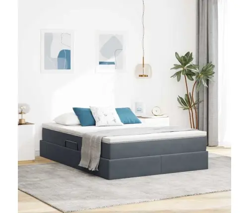 Gulta Ar Uzglabāšanas Vietu Un Matraci Ar Matraci Tumši Pelēks Vidaxl