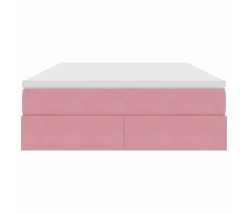 Gulta Ar Uzglabāšanas Vietu Un Matraci Rozā 140 X 190 Cm Samts Vidaxl
