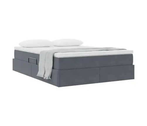 Gulta Ar Uzglabāšanas Vietu Un Matraci Ar Matraci Tumši Pelēks Vidaxl