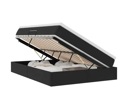 Voodi Hoiukohaga Ja Madratsiga Must 140 X 200 Cm Samet