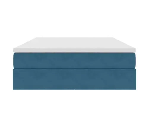 Gulta Ar Uzglabāšanas Vietu Un Matraci Tumši Zils 140 X 200 Cm Vidaxl