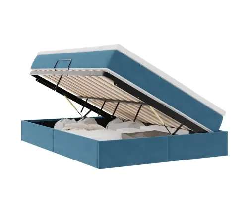 Gulta Ar Uzglabāšanas Vietu Un Matraci Tumši Zils 140 X 200 Cm Vidaxl