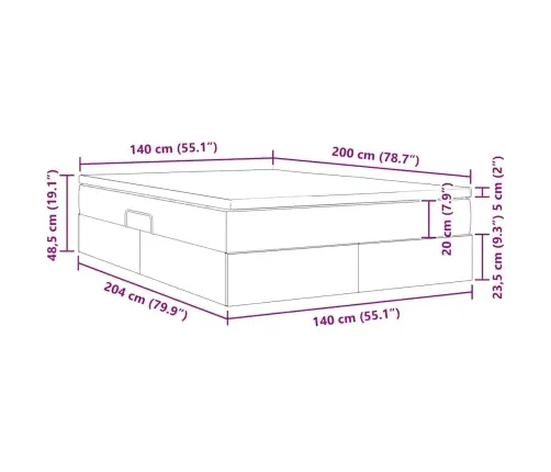 Gulta Ar Uzglabāšanas Vietu Un Matraci Rozā 140 X 200 Cm Samts Vidaxl