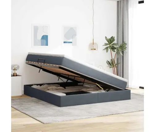 Voodi Hoiukohaga Ja Madratsiga Tumehall 160 X 200 Cm Samet