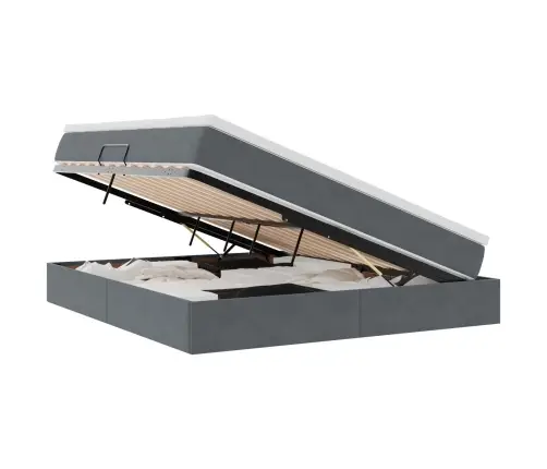 Voodi Hoiukohaga Ja Madratsiga Tumehall 160 X 200 Cm Samet