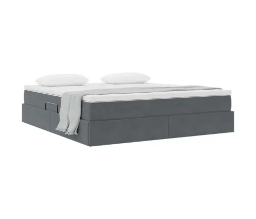 Voodi Hoiukohaga Ja Madratsiga Tumehall 160 X 200 Cm Samet