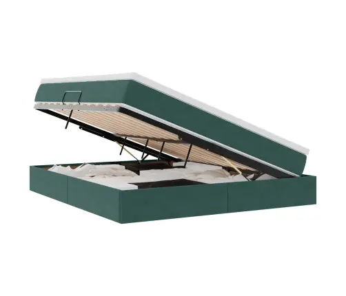 Gulta Ar Uzglabāšanas Vietu Un Matraci Tumši Zaļš 160 X 200 Cm Vidaxl