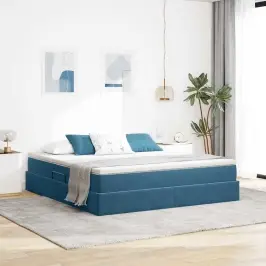 Gulta Ar Uzglabāšanas Vietu Un Matraci Tumši Zils 160 X 200 Cm Vidaxl