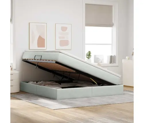 Gulta Ar Uzglabāšanas Vietu Un Matraci Ar Matraci Gaiši Pelēks Vidaxl