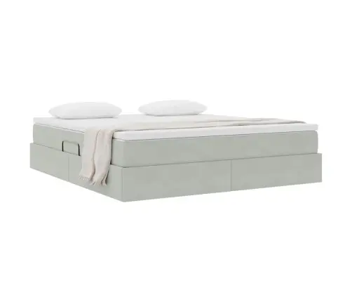 Gulta Ar Uzglabāšanas Vietu Un Matraci Ar Matraci Gaiši Pelēks Vidaxl