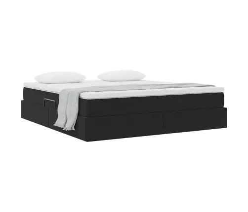 Gulta Ar Uzglabāšanas Vietu Un Matraci Melna 180 X 200 Cm Samts Vidaxl