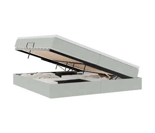 Voodi Hoiukohaga Ja Madratsiga Helehall 200 X 200 Cm Samet